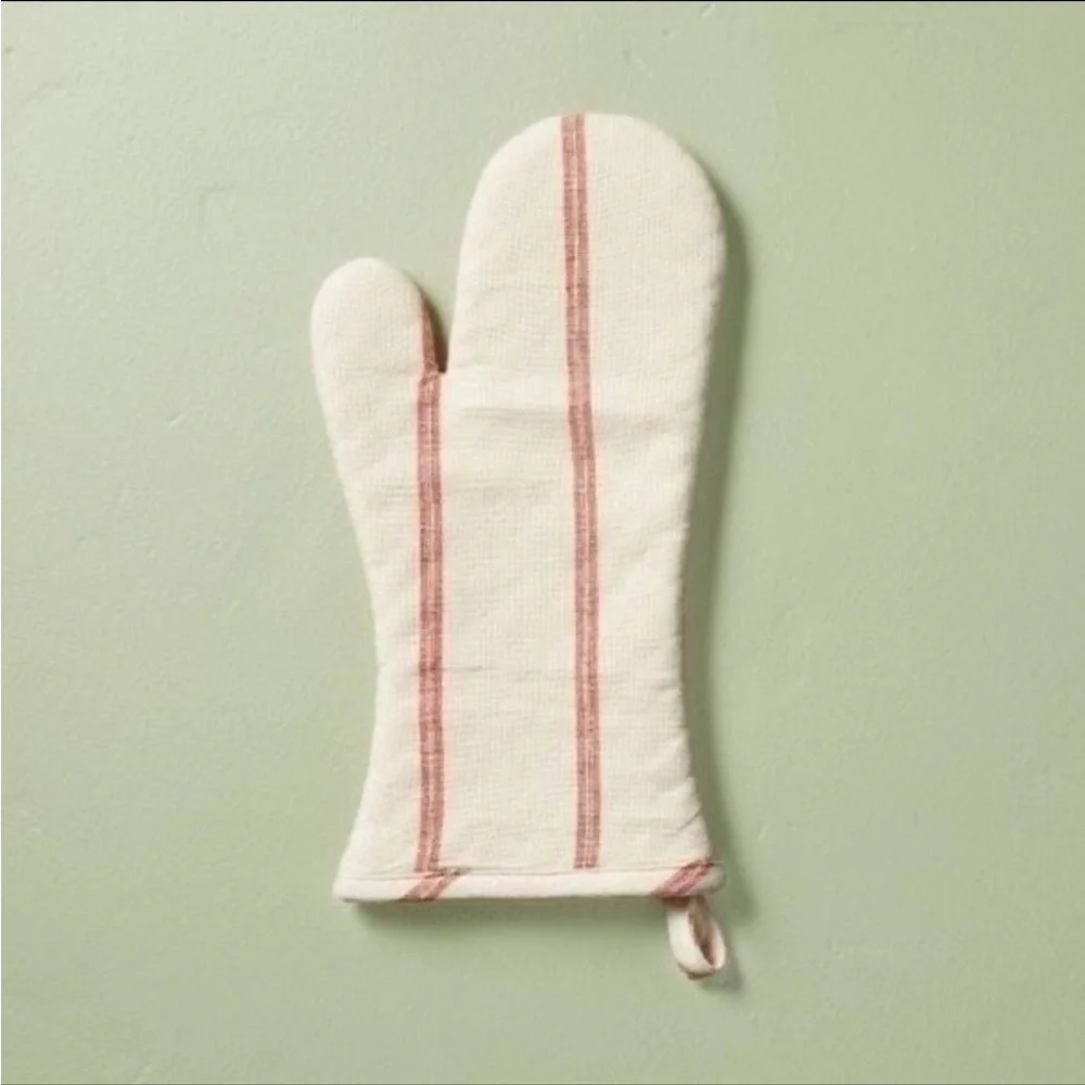 Hearth & Hand Magnolia Stripe Oven Mitt Natural/Red - Christmas